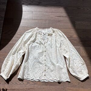 Cleobella Ivory Eyelet Button-Front Blouse